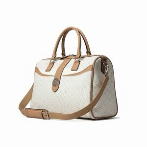 Calvin Klein White Monogram Satchel Crossbody Bag Purse Handbag CK Logo Medium